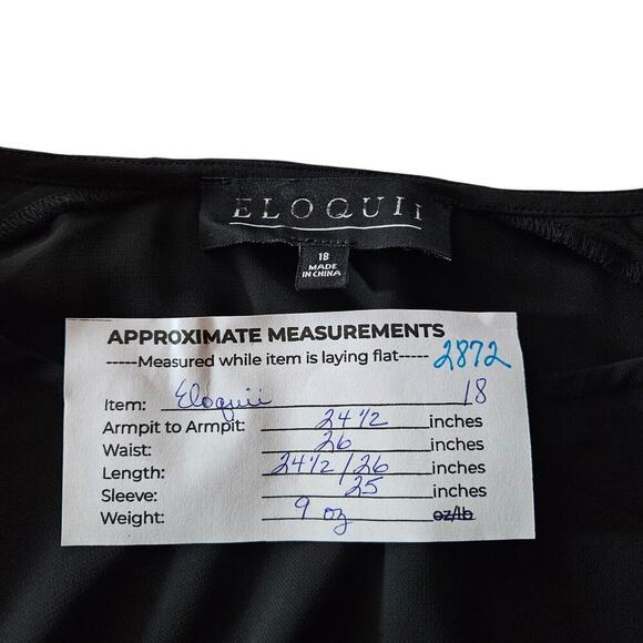 Eloquii Womens 18 Black Flowy Blouse Lace Up Bell Sleeves Boho Chic Gothic Glam - Picture 15 of 16